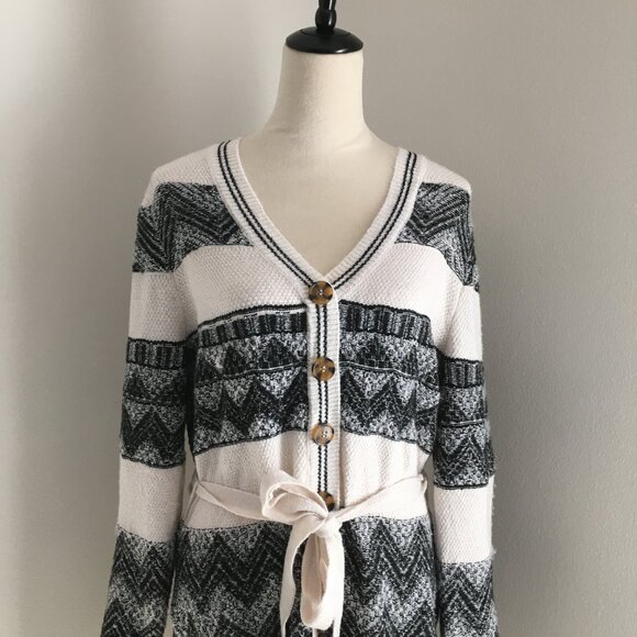 NWT LUCKY BRAND Petite MultiColor Belted Soft Knit Long Cardigan - Picture 5 of 9